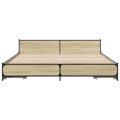 vidaXL Giroletto Cassetti Rovere Sonoma 200x200 cm Legno Multistrato