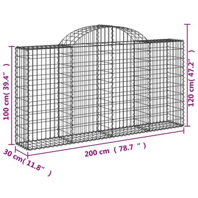 vidaXL Cesti Gabbioni ad Arco 40 pz 200x30x100/120 cm Ferro Zincato