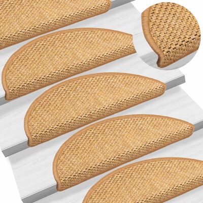 vidaXL Tappeti Autoadesivi Scale Aspetto Sisal 15 pz 56x17x3 cm Sisal