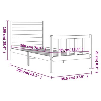 vidaXL Giroletto senza Materasso Bianco 90x200 cm Legno Massello Pino