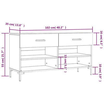 vidaXL Panca Porta Scarpe Bianco Lucido 102x35x55 cm Legno Multistrato