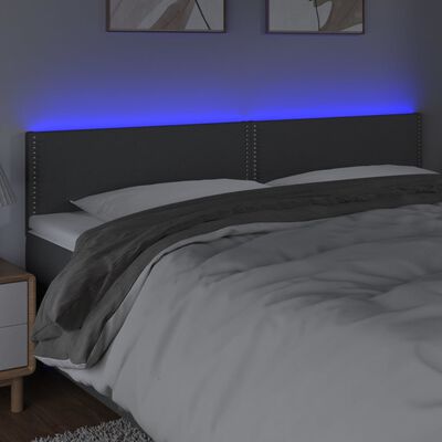 vidaXL Testiera a LED Grigio Scuro 180x5x78/88 cm in Tessuto