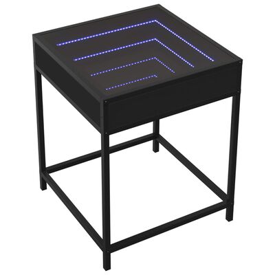 vidaXL Tavolino da Salotto con LED Infinity Nero 40x40x51 cm