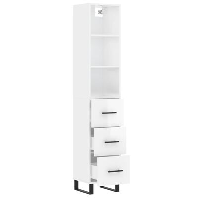 vidaXL Credenza 34,5x34x180 cm in Legno Multistrato Bianco Lucido