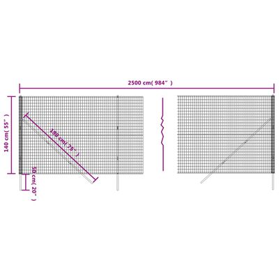 vidaXL Recinzione Metallica Antracite 1,4x25 m in Acciaio Zincato