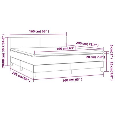 vidaXL Giroletto a Molle con Materasso Grigio Chiaro160x200 cm Tessuto