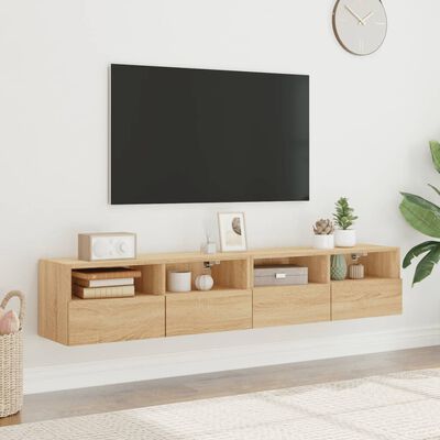 vidaXL Mobili TV Parete 2pz Rovere Sonoma 80x30x30cm Legno Multistrato