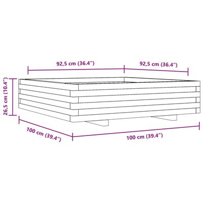 vidaXL Fioriera Giardino 100x100x26,5cm Legno Massello Pino