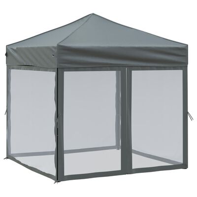 vidaXL Tenda per Feste Pieghevole con Pareti Laterali Antracite 2x2 m