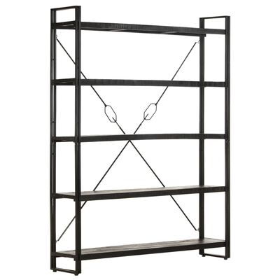 vidaXL Libreria a 5 Ripiani 140x30x180cm Nero Legno Massello di Mango