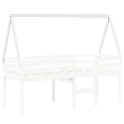 vidaXL Tetto Letto Bambini Bianco 199x80,5x88 cm Legno Massello Pino