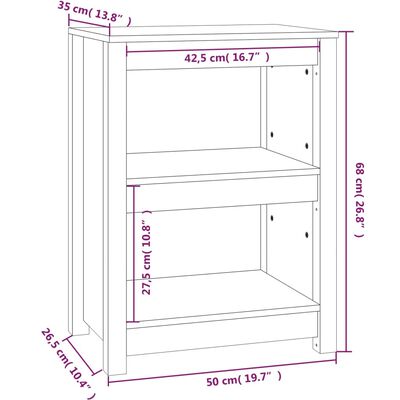 vidaXL Libreria Bianca 50x35x68 cm in Legno Massello di Pino