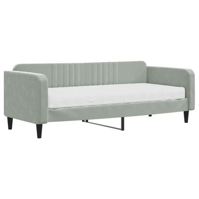 vidaXL Divano Letto con Materasso Grigio Chiaro 90x200 cm in Velluto