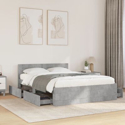 vidaXL Giroletto Testiera Grigio Cemento 140x190 cm Legno Multistrato