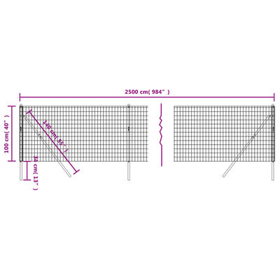 vidaXL Recinzione Metallica Antracite 1x25 m in Acciaio Zincato