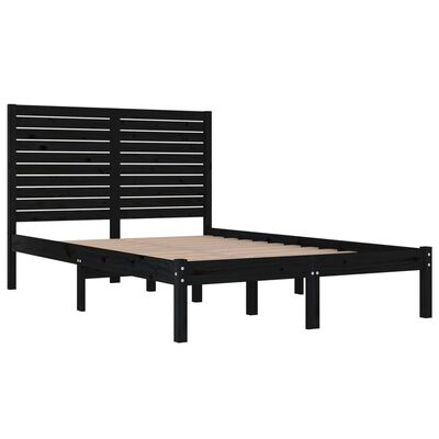 vidaXL Giroletto Nero in Legno Massello 135x190 cm Double