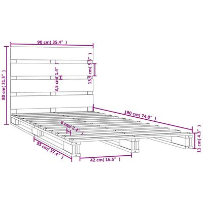 vidaXL Giroletto 90x190 cm Single in Legno Massello di Pino