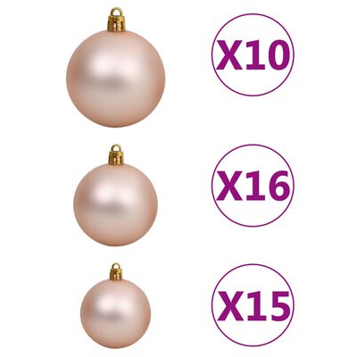 vidaXL Albero Natale Incernierato con 300 LED e Palline 180 cm