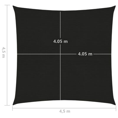 vidaXL Vela Parasole 160 g/m² Nera 4,5x4,5 m in HDPE