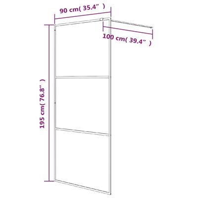 vidaXL Parete Doccia Walk in Nero 90x195 cm Vetro Trasparente ESG