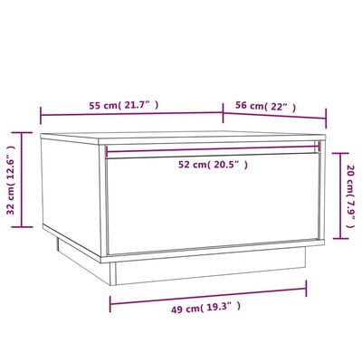 vidaXL Tavolino da Salotto Nero 55x56x32 cm in Legno Massello di Pino