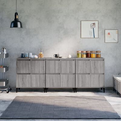 vidaXL Credenze 3pz Grigio Sonoma 60x35x70 cm in Legno Multistrato