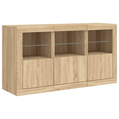 vidaXL Credenza con Luci LED Rovere Sonoma 123x37x67 cm