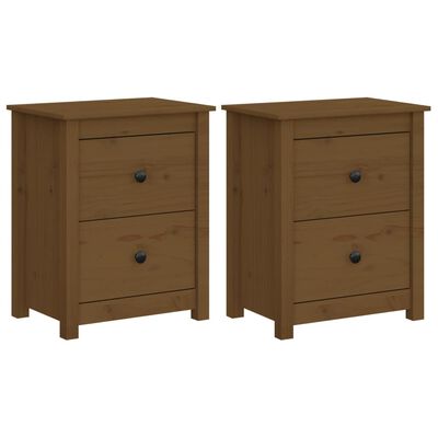 vidaXL Comodini 2 pz Ambra 50x35x61,5 cm in Legno Massello di Pino