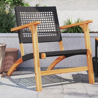 vidaXL Sedie da Giardino 2pz Nere in Polyrattan e Legno di Acacia