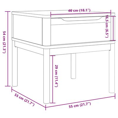 vidaXL Tavolo per Lampada FLORO 55x55x54 cm Marrone Cera Legno di Pino