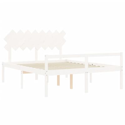 vidaXL Letto per Anziani con Testiera Bianco 160x200 cm Legno Massello