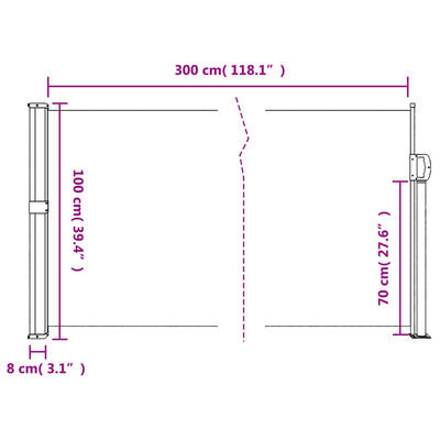 vidaXL Tenda da Sole Laterale Retrattile Beige 100x300 cm