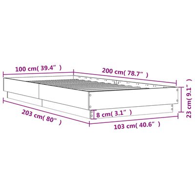 vidaXL Giroletto Grigio Sonoma 100x200 cm in Legno Multistrato