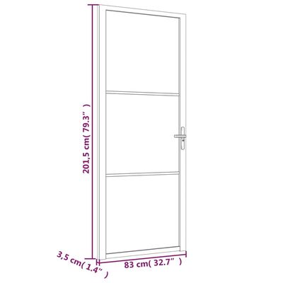 vidaXL Porta Interna 83x201,5 cm Nero Opaco Vetro e Alluminio