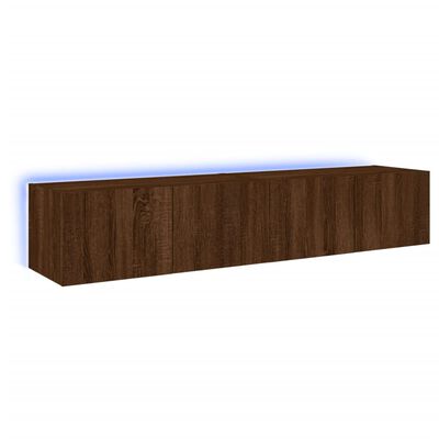 vidaXL Mobili TV a Parete con Luci LED 2pz Rovere Marrone 80x35x31 cm