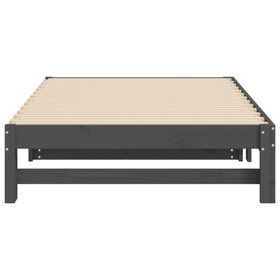 vidaXL Dormeuse Estraibile Grigia 2x(90x200) cm Legno Massello di Pino