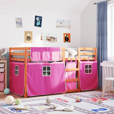 vidaXL Letto a Castello senza Materasso Rosa 90x200 cm Legno di Pino