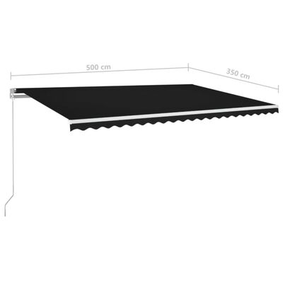 vidaXL Tenda da Sole Retrattile Manuale con LED 500x350 cm Antracite