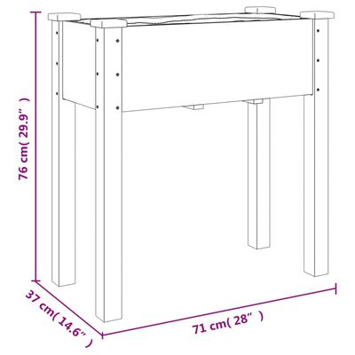 vidaXL Fioriera con Fodera Grigia 71x37x76 cm Legno Massello di Abete