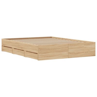 vidaXL Giroletto Cassetti Rovere Sonoma 140x200 cm Legno Multistrato