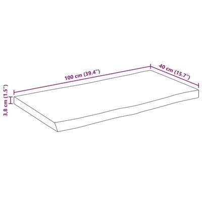 vidaXL Piano Tavolo 100x40x3,8 cm Bordi Vivi in Legno Massello Mango