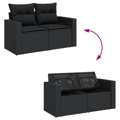 vidaXL Set Divani da Giardino 14pz con Cuscini in Polyrattan Nero