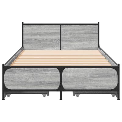 vidaXL Giroletto Cassetti Grigio Sonoma 90x200 cm Legno Multistrato