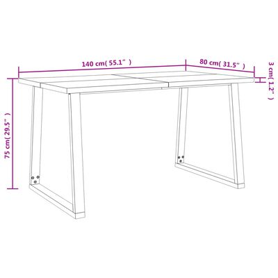 vidaXL Set da Pranzo 3 pz con Bordi Vivi in Legno Massello di Acacia