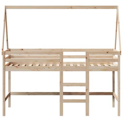 vidaXL Letto Soppalco con Scala e Tetto 80x200 cm Legno Massello Pino