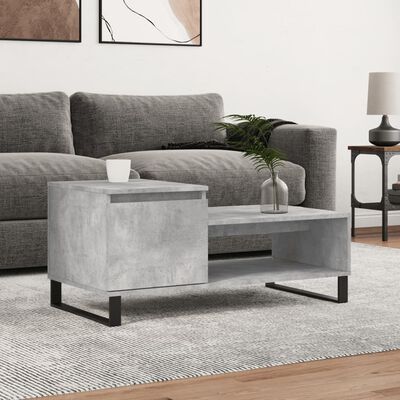 vidaXL Tavolino Salotto Grigio Cemento 100x50x45 cm Legno Multistrato