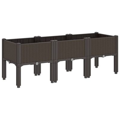 vidaXL Fioriera da Giardino con Gambe Marrone 120x40x42 cm in PP