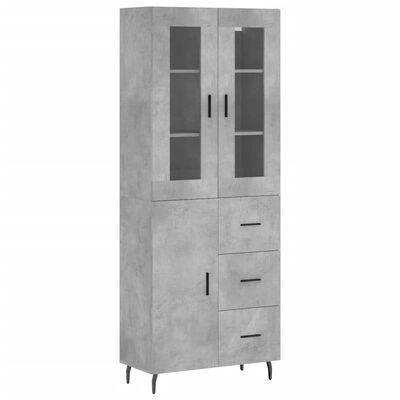 vidaXL Credenza Grigio Cemento 69,5x34x180 cm in Legno Multistrato