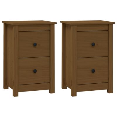 vidaXL Comodini 2 pz ambra 40x35x61,5 cm in Legno Massello di Pino