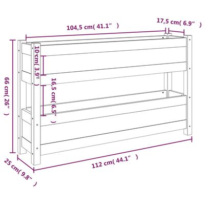 vidaXL Fioriera Nera 112x25x66 cm in Legno Massello di Pino